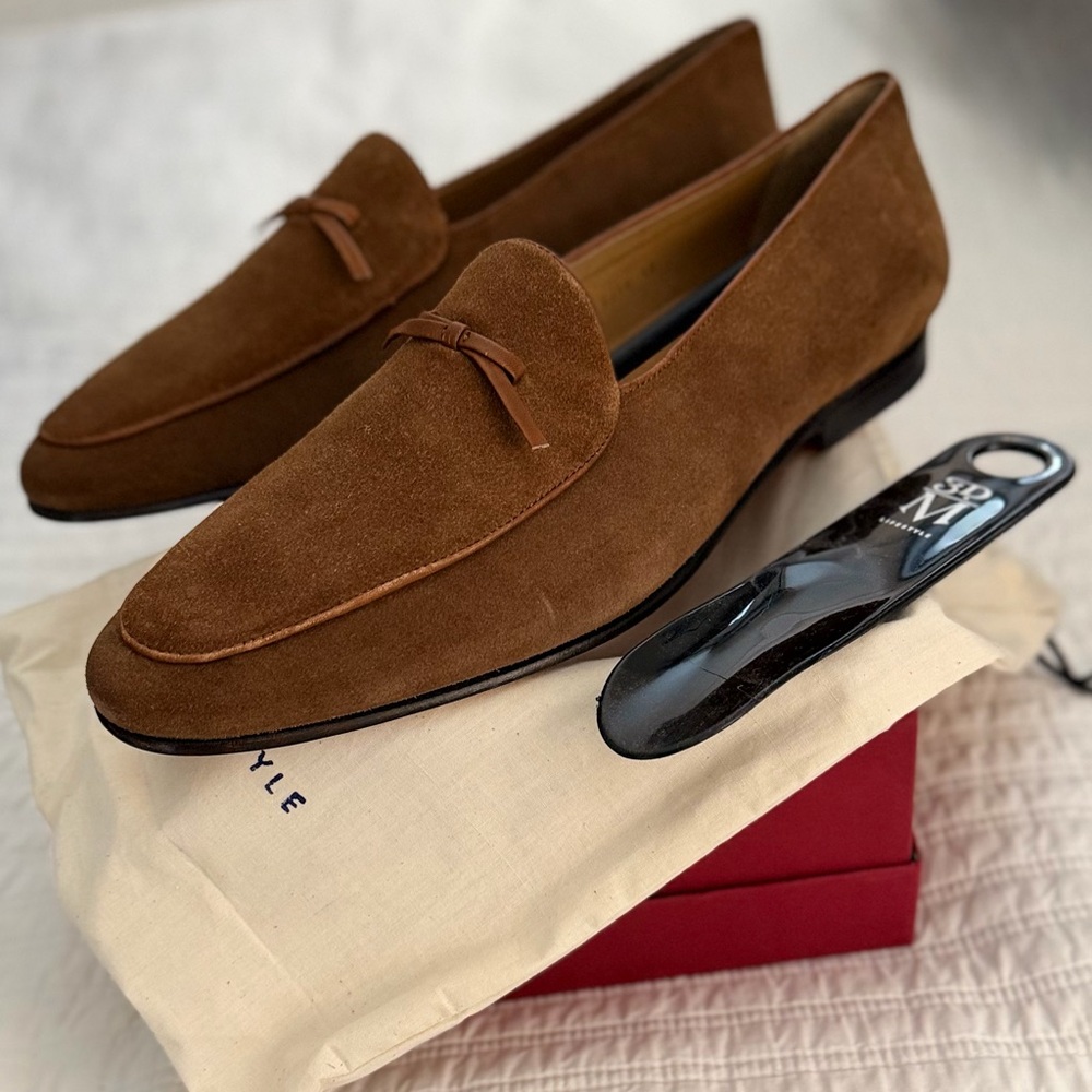 Elegant Brown Suede Loafers for Men size 11.5